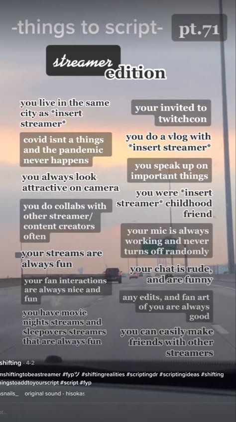 Things To Script Streamer Dr, Streamer Scaramouche, Youtuber Dr Visualization, Streamer Dr Script, Streamer Dr Visualization, Streamer Dr Aesthetic, Things To Script, Shifting Methods, Shifting Tips