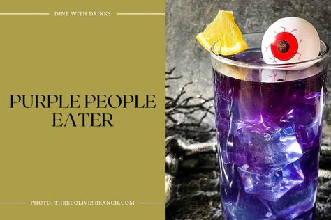 Purple People Eater Purple People Eater Cocktail, Purple Shots Alcohol, Purple People Eater Drink, Purple People Eater, Purple Cocktails, Purple People, People Eater, Cocktail And Mocktail, Halloween Cocktails