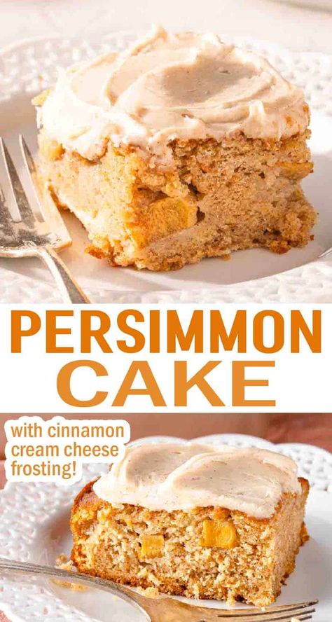 Fuyu Persimmon Recipes, Hachiya Persimmon, Persimmon Cake Recipe, Persimmon Pulp, Persimmon Cake, Fuyu Persimmon, Persimmon Cookies, Persimmon Pudding, Winter Cakes