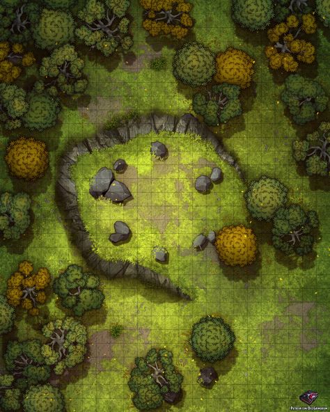 Dnd Tiles, Blursed Images, Temperate Forest, Island Forest, Dnd Dm, Asian Characters, Forest Map, Fantasy City Map, Circle Map