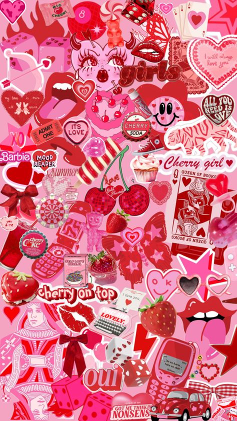 Cute Pink And Red Wallpaper, Collage Asthetics Wallpaper, Kindle Background Wallpapers, Pink And Red Aesthetic Wallpaper, Red Collage Wallpaper, Pink Collage Aesthetic, Pink Wallpaper Collage, Pink Collages Aesthetic, Red And Pink Wallpaper