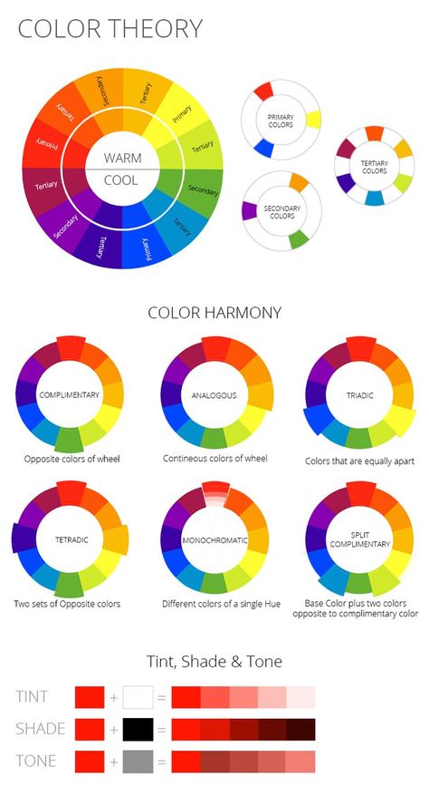 Colour Wheel Monochromatic, Color Wheel Triadic Colors, Colour Wheel Tint Tone Shade, Color Harmony Wheel, Complimentary Colour Painting, Color Wheel Primary Secondary Tertiary, Complimentary Painting Ideas, Colour Wheel Aesthetic, Tint Colour Art