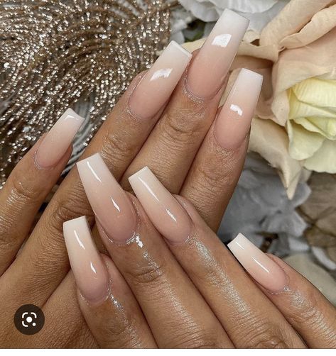 Neutral Ombre Acrylic Nails, Beige Ombre Nails Coffin, Ombre Nails Tan And White, Beige To White Ombre Nails, Tan Ombre Nails Acrylic, Dark Nude Nails, Nude Ombre Nails, Nails Glossy, Brown Nails Design