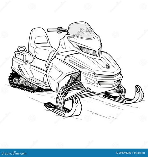 a snowmobile coloring page featuring a stylized yet realistic drawing of an easy-to-color snowmobile. the design is modern and sketch-like, with elements of adventurecore and tachist styles. perfect for those who enjoy highly realistic and detailed illustrations. ai generated Abstract Animal Art, Winter Activity, Realistic Drawing, Landscape Sketch, Drawing Simple, Drawing Skills, Realistic Drawings, Snowmobile, Saturated Color