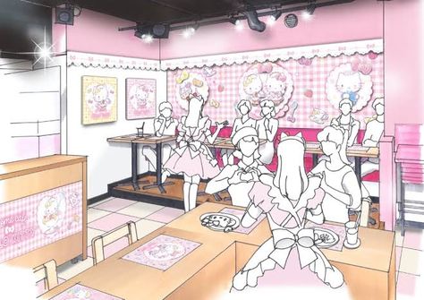 Maid Cafe Background, Cafe Inside, Butler Cafe, Maid Cafe, Anime Poses Reference, Cafe Interior, Cafe Food, Anime Poses, Cafe Decor