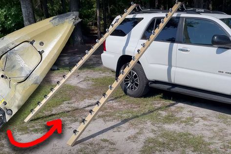 Vertical Kayak Storage Diy, Kayak Truck Rack, Diy Kayak Storage Rack, Kayak Hanger, Kayak Rack For Truck, Boat Rack, Kayak Lights, Kayak Launch, Kayak Fishing Diy