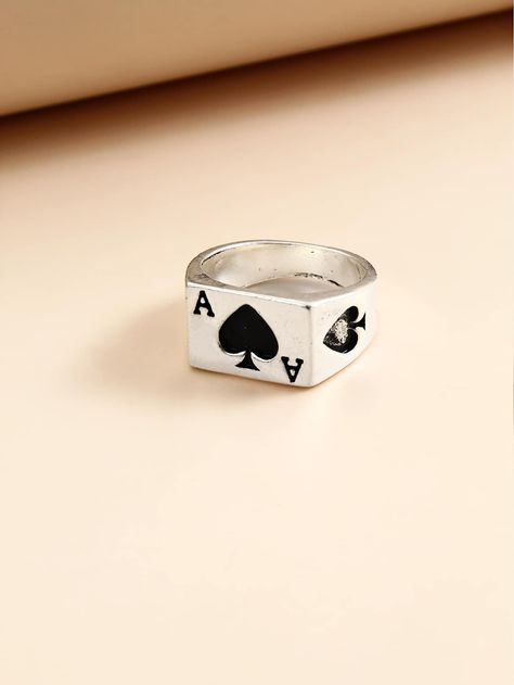 Streetwear Rings, Playing Card Design, Card Ring, Playing Cards Design, Single Ring, Diy Notebook, Cute Lazy Outfits, Graphic Design Fun, Funky Jewelry