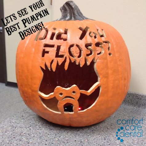 Did you floss this Halloween!? Dental Website, Dental Fun, Dental Marketing, Carved Pumpkin, Dental Art, Dental Humor, Best Pumpkin, Dental Practice, Dental Assistant