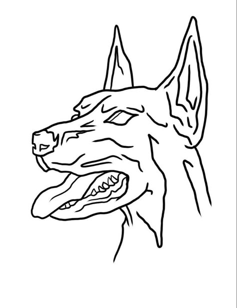 Doberman Tattoo Design Line, Simple Stencil Tattoo Ideas Men, Doberman Outline Tattoo, Simple Tattoos Outline, Outline Tattoo Men, Simple Tattoo Stencils For Men, Outline Tattoo Stencil, Doberman Sketch, Simple Tattoos For Beginners