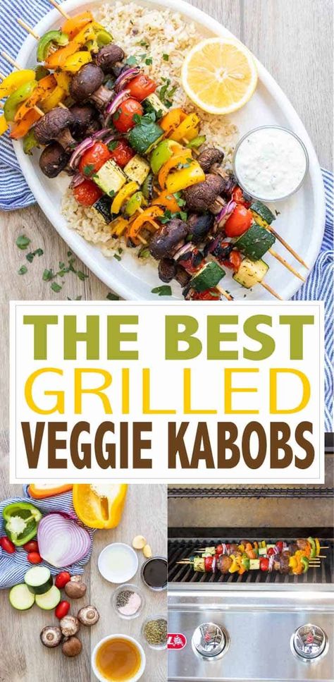 These veggie kabobs are the perfect simple way to use up veggies! They have great flavor, go with anything and are delicious on the grill. #summerrecipes #plantbasedrecipes Barbecue Veggies, Rice And Sauce, Grilled Veggie Kabobs, Grilled Vegetable Kabobs, Pita Wraps, Bbq Meals, Grilled Vegetable Skewers, Grilled Garlic, Veggie Kabobs