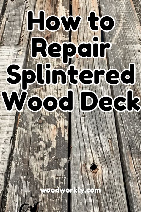 Revitalize your deck with our expert tips for repairing splintered wood! From assessing the damage to executing seamless repairs, we've got you covered. Restore safety and beauty to your outdoor space effortlessly! #DeckRepair #WoodDeckMaintenance #OutdoorLiving #DIYHomeImprovement Wood Sealer Outdoor, Diy Deck Restoration, How To Fix Rotten Wood On Deck, Redo Deck Ideas Diy, Restore Old Deck, Lakehouse Deck Ideas, Deck Repair On A Budget, Redo Deck On Budget, Stain Deck Ideas Diy