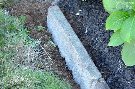 Cement Garden Edging-setting in trench upside down Landscaping Blocks Edging, Scalloped Edging Landscape, Cement Garden Edging, Brick Landscaping, Landscape Edging Ideas, Garden Edging Ideas Cheap, Sidewalk Edging, Garden Edging Stones, Fence Edging Ideas