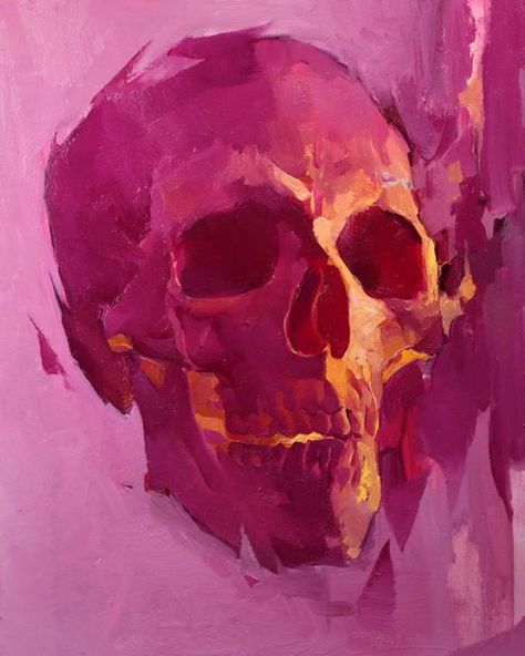 How To Paint A Skull, Oil Paintings For Beginners, Skull Oil Painting, Glowing Painting, Dark Art Painting, Nick Runge, Brushstroke Painting, Skull Paintings, Valentine Painting