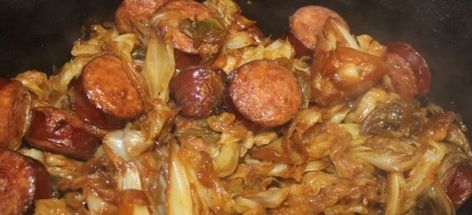 RCR Cabbage with Sugar Roux Cabbage Jambalaya, Cajun Cabbage, Smothered Cabbage, Cabbage And Smoked Sausage, Cajun Recipes Authentic, Smoked Sausage Recipes, Cabbage And Sausage, Cajun Dishes, Cajun Creole Recipes