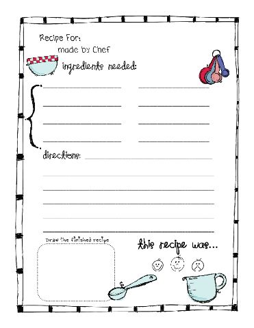 Recipe Sheets Template, Class Recipe Book, Cooking Template, Recipe Binder Printables, Recipe Sheet, Diy Cookbook, Broiler Chicken, Tattooed Teacher, Recipe Book Diy