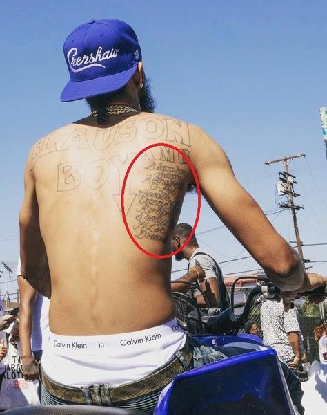 Crip Tattoos, Yg 4hunnid, Lauren London Nipsey Hussle, Marathon Clothes, Usa Tattoo, King Tattoos, Star Tattoo Designs, C Tattoo, 90s Hip Hop Fashion