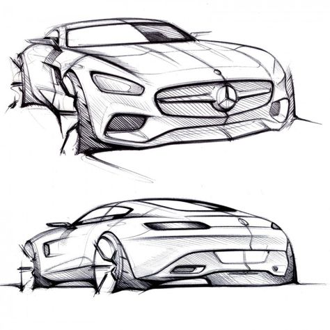 Mercedes-AMG GT - Design Sketches Mercedes Auto, Industrial Lighting Design, Decor Ikea, Industrial Design Sketch, Cars Vintage, Car Design Sketch, Concept Car Design, Car Sketch, Car Drawings