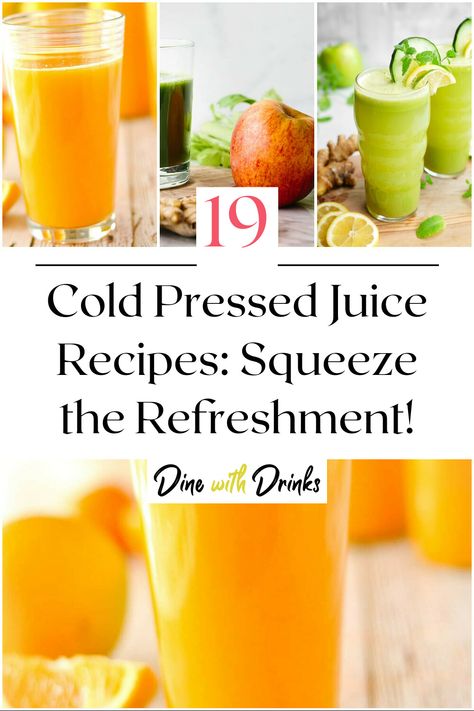 Collage of 4 cold pressed juice recipes. Cold Pressed Juice Recipes, Orange Juice Recipes, Fresh Juice Recipes, Fruit Juice Recipes, Fruit Press, Cold Press Juicer, Juicer Recipes, Natural Diet, Pressed Juice