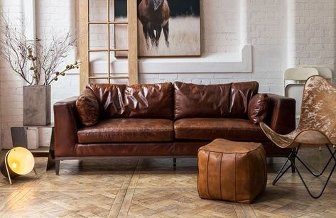 The seating area in my living room is the comfiest space with this leather sofas furniture that I buy it from SCHOTS collections. #leathersofas #sofabedsaustralia Brown Leather Sofas, Vintage Couches, Brown Chesterfield Sofa, Sofa Kulit, Eclectic Tile, Sofa Vintage, Vintage Leather Sofa, Leather Couches, Vintage Couch