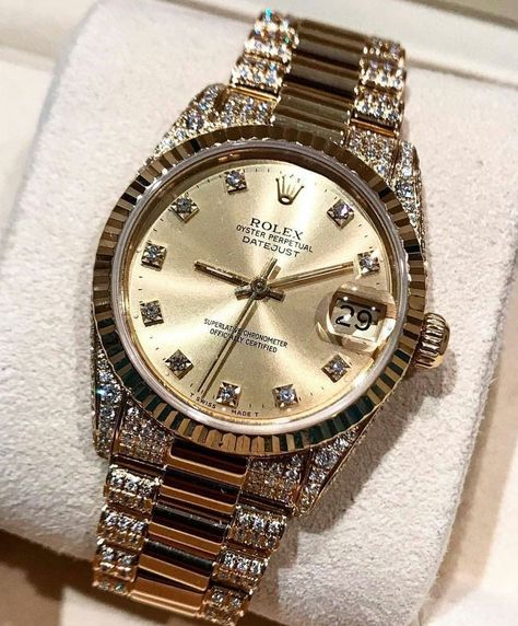 Women Watches Classy Elegant Rolex, Rolex Watches Women Diamonds, Rolex Watches Women Classy, Expensive Watches For Women, Rolex Datejust Women, Custom Rolex, Rolex Diamond Watch, Awesome Watches, Rolex Diamond