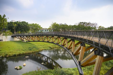 Green Corridor, Riverside Park, Arch Bridge, Tainan, Traditional Building, Pedestrian Bridge, Bridge Design, Wooden Design, Water Purification