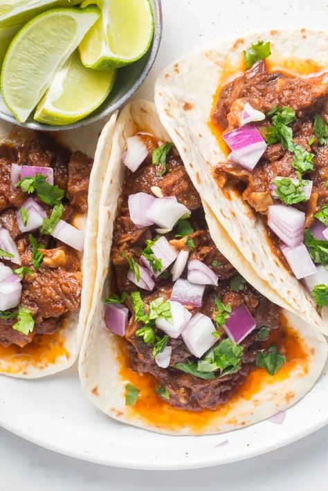 Crockpot Short Rib Tacos: Easy With Simple Ingredients 1 Korean Short Rib Tacos, Mexican Short Ribs Recipe, Short Rib Beef Stew, Short Rib Tacos, Boneless Beef Ribs, Rib Tacos, Short Rib Stew, Ribs Recipes, Boneless Short Ribs