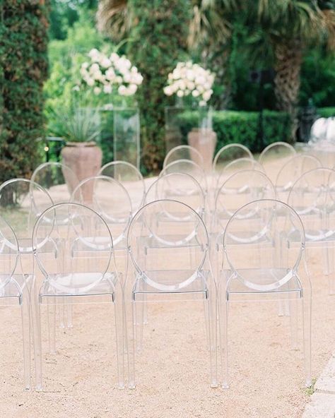 Ghost chairs are a personal favorite!  Loved designing this wedding focusing on romantic blooms and clear elements throughout the space.  Photo by @loftphotography . . . . . . . . . #weddingceremony #ceremony #lagunagloria #ghostchairs #acrylic #wedding # Ghost Chair Wedding, Wedding Ceremony Chairs, Clear Chairs, California Outdoor, Wedding In California, Ceremony Chairs, Ghost Chairs, Owl Decor, Wedding Chairs