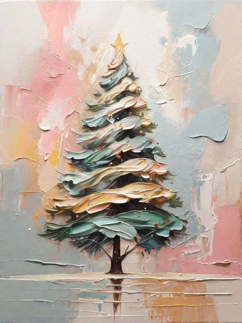 Leonardo Diffusion XL Abstract oil painting of Christmas tree 2 Texture Christmas Art, 3d Tree Painting, Textured Christmas Tree Painting, Spackle Art Christmas, Christmas Tree Oil Painting, Christmas Textured Art, Christmas Tree Painting Canvases, Abstract Christmas Painting, Christmas Abstract Art