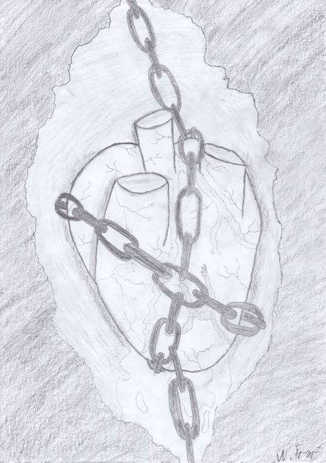 This is the Heart of an Artist! Trapped in Chains it won't spread all love out of fear. Fear of the Consequences. Would they except him? Heart of an Artist is an original Song and Album by DAGames #NilsIsLiterallysus #art #drawing #DAGames #HeartofanArtist #IRIS Chained Heart Drawing, Heart With Chains Drawings, Person In Chains Drawing Reference, Chain Drawing, Brain Drawing, Heart Drawing, Broken Chain, Original Song, All Love