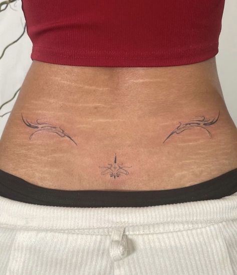 Fine Line Lower Back Tattoo, Lower Back Tat, Low Back Tattoo, Tattoo Therapy, Ephemeral Tattoo, Petite Tattoos, Classy Tattoos, Back Tattoo Women, Discreet Tattoos