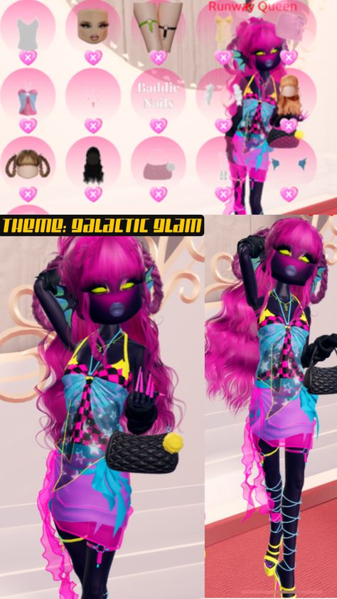 #dti #dtitheme #galacticglam #dresstoimpress Galactic Glam, Bedroom Decorating Tips, Glam Dress, Aesthetic Roblox Royale High Outfits, Glam Outfit, Glam Dresses, Pink Dress, Dress To Impress, Pink