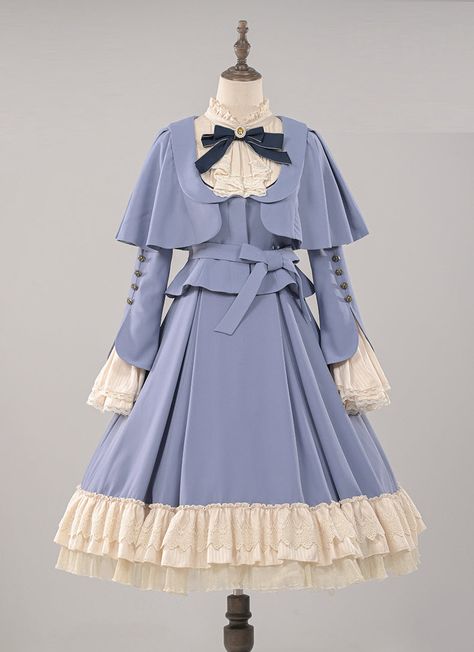 Blue Elegant Dress, Vintage Blue Dress, Gaun Abad Pertengahan, Shopping Link, Op Dress, Lolita Outfits, Classic Lolita, Aesthetic Dress, Old Fashion Dresses