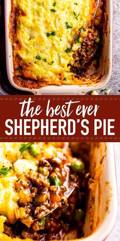 Homemade shepherd's pie is the ultimate comfort food. This simple recipe is made completely from scratch like the traditional, but uses ground beef instead of lamb for a more budget friendly family meal. Filled with healthy vegetables and super comforting flavors, this is the casserole recipe you've been waiting for this fall! Easy, filling, healthy and delicious. | #recipes #comfortfood #fallrecipes #casserole #beef #casserolerecipes #familyfriendly #kidfriendly #familyrecipes #casseroles Homemade Shepherd's Pie, Shepherd's Pie Recipe, Shepherds Pie Recipe, Comfort Food Southern, Comfort Food Recipes Dinners, Easy Comfort Food, Shepherd's Pie, Healthy Comfort Food, Shepherds Pie