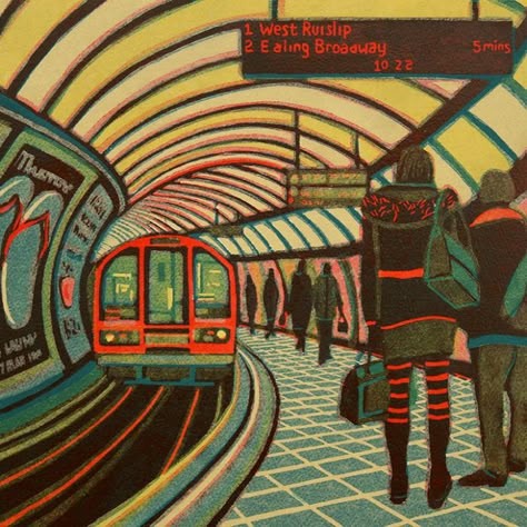 Gail Brodholt, Lino Inspiration, Metro Art, Arte Indie, London Artist, Gcse Art, Arte Inspo, London Underground, Print Artist