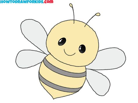 Draw A Bee, Bee Wings, Bee Drawing, Wings Drawing, Cartoon Bee, Draw Animals, Easy Drawing Tutorial, Drawing Tutorials For Kids, Coloring Supplies