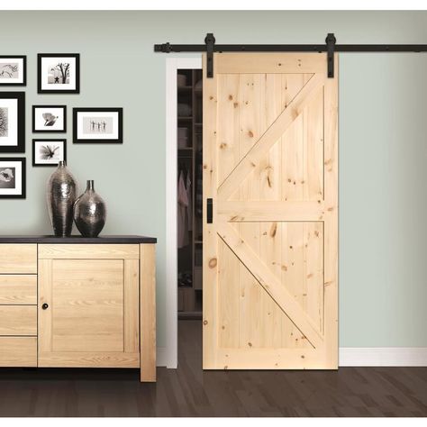 Unfinished Door Ideas, Barn Door Light Wood, Pine Barn Door, Barn Door 4 Panel, 5 Panel Barn Door, Barn Doors Lowes, White Washed Pine Barn Door, Wood Barn Door The Home Depot, Bathroom Barn Door