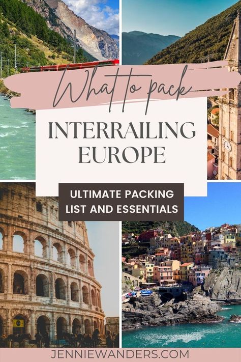 What to Pack Interrailing: Essential Packing List for Europe Europe Interrail, Packing List For Europe, Interrailing Europe, Interrail Europe, Womens Packing List, Essential Packing List, Packing Essentials List, Europe Packing, Europe Packing List