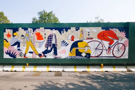 'Broad City' Artist Curates 10 New Brooklyn Murals - VICE Street Mural, Murals Street Art, Mural Design, Park Art, Mural Wall Art, Mural Painting, Wall Graphics, 인물 사진, Street Artists