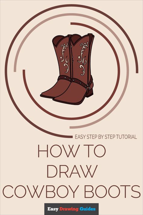 Learn How to Draw Cowboy Boots: Easy Step-by-Step Drawing Tutorial for Kids and Beginners. See the full tutorial at https://easydrawingguides.com/how-to-draw-cowboy-boots/ . Cowboy Boots Drawing Reference, Cowboy Boots Drawing, Cowboy Painting, Mickey Mouse Baby Shower, Drawing Guides, Easy Drawing Tutorial, Drawing Tutorials For Kids, Drawing Tutorial Easy, Coloring Tutorial