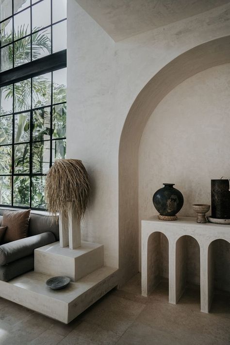 Tulum Apartment, Ceiling Arch, Tulum Villa, Penthouse Apartment Design, Riads In Marrakech, Luxury Penthouse Apartment, Loft Floor, Bali House, Arch House