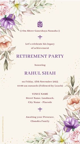 Floral Retirement & Farewell Party Invitation Retirement Invitation Card, Farewell Invitation, Farewell Party Invitations, Retirement Party Invitation, Modern Traditional Style, Beautiful Birthday Wishes, Retirement Invitation Template, Retirement Invitation, Farewell Cards