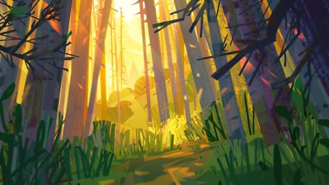 Woods, Nicholas Kennedy on ArtStation at https://www.artstation.com/artwork/nQAZdo Trees Sketch, Concept Art Landscape, Color Photoshop, Wood Illustration, Forest Background, Environment Art, Forest Illustration, Fantasy Art Landscapes, Landscape Illustration