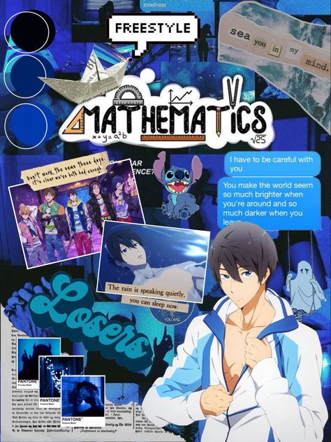 Anime Notebook Cover Goodnotes, Anime Notebook Cover, Mathematics Project Cover Page, Free Haruka Nanase, Anime Covers, Anime Notebook, Schedule Ideas, Cover Page For Project, Diy Notebook Cover