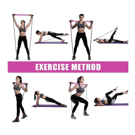 goldflower Pilates Bar Kit Bar Exercises At Home, Pilates Bar Exercises At Home, Pilates Bar Exercises, Bar Exercises, Pilates Band, Pilates Bar, Arm Workouts At Home, Exercises At Home, Short Workouts