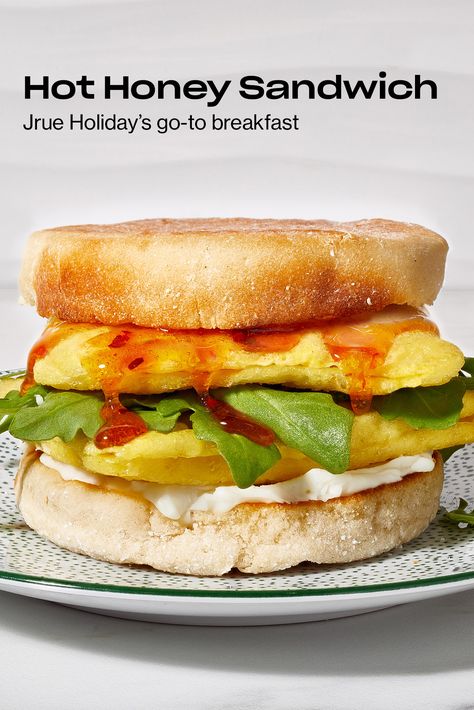 Hot honey sandwich. Maybe it's your next pickup line, maybe it's NBA All-Star Jrue Holiday favorite breakfast sandwich. Click to get the recipe. Just Egg Recipes, Honey Sandwich, Egg Breakfast Sandwich, Honey Cream Cheese, Jrue Holiday, Just Egg, Honey Breakfast, Best Breakfast Sandwich, Egg Sandwich Breakfast