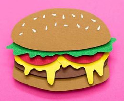 Burger Crafts For Kids, Hamburger Craft, Paper Hamburger, Burger Craft, Letter H Crafts, Healthy Eating Pyramid, Mcdonalds Birthday Party, Sandwich Shapes, Burger Party