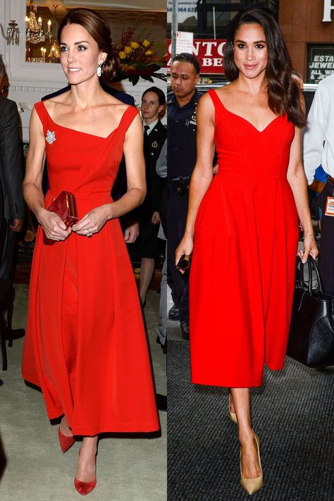 Meghan Markle and Kate Middleton Are Fashion Twins - Kate and Meghan Style Photos Meghan Markle Dress, Style Kate Middleton, Meghan Markle Outfits, Princess Meghan, Kate And Meghan, Meghan Markle Style, Style Royal, Principe Harry, Elisabeth Ii