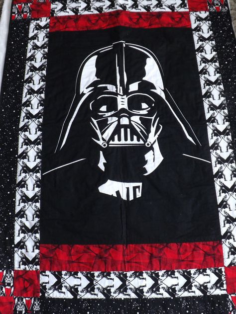 Quilt / lap throw / wall hanging made from by ftcGeekSupplies Darth Vader Quilt, Star Wars Themed Gifts, Star Wars Quilts, Darth Vader Pictures, Star Wars Font, Free Printable Patterns, Star Wars Quilt, Star Wars Fabric, Panel Quilt Patterns