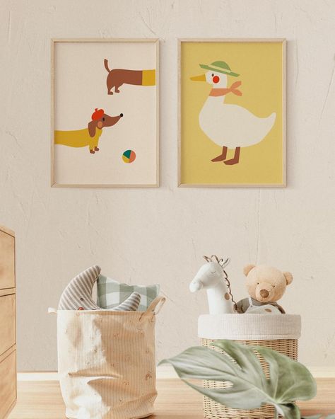 This duo adorable prints have been a favorite for themed animal spaces! It can also pairs perfectly with our other animal artwork 🥰 Available on the website as a digital download (link in bio) Nursery Artwork Ideas, Playroom Artwork, Kids Playroom Decor, Nursery Artwork, Animal Artwork, Artwork Ideas, Kid Art, Boho Kids, Kids Artwork