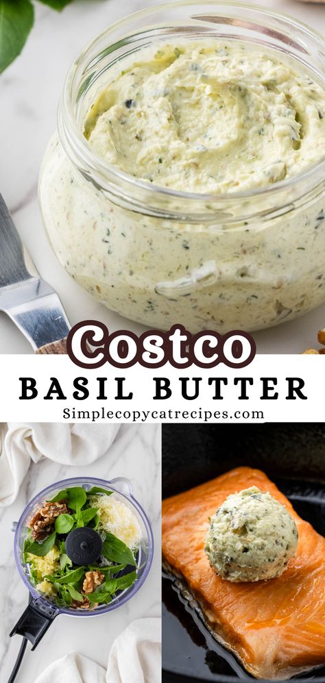 Costco Basil Butter Recipe Corelife Copycat Recipes, Basil Butter Recipe, Homemade Cheese Dip, Costco Copycat, Busy Weeknight Meals, Basil Butter, Restaurant Copycat Recipes, Spreads Recipes, Homemade Garlic Butter